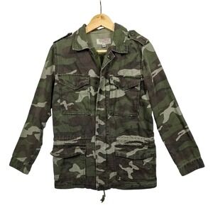 Teacoot Camouflage Utility Jacket Army Green Military Style Pockets Size S